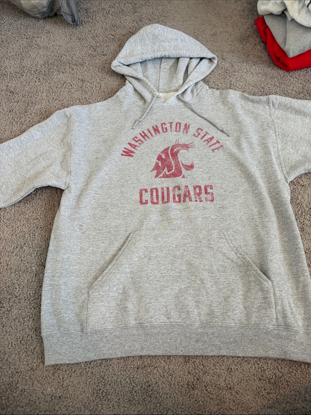Washington State Cougars Gray Hoodie with Red Logo